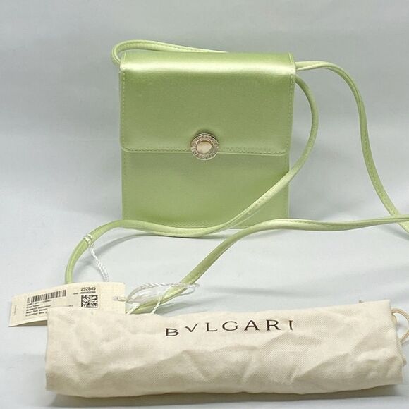 BVLGARI Light Green Satin Mini Shoulder Bag - Picture 1 of 12